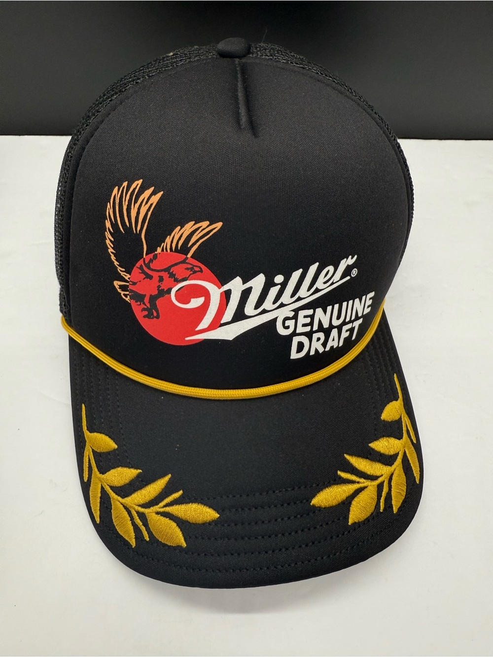 Miller Genuine Draft Black Trucker Vintage Style Hat. Adjustable Size. Like New